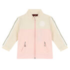 Younger Girls Ivory & Pink Logo Tracksuit, 1, hi-res