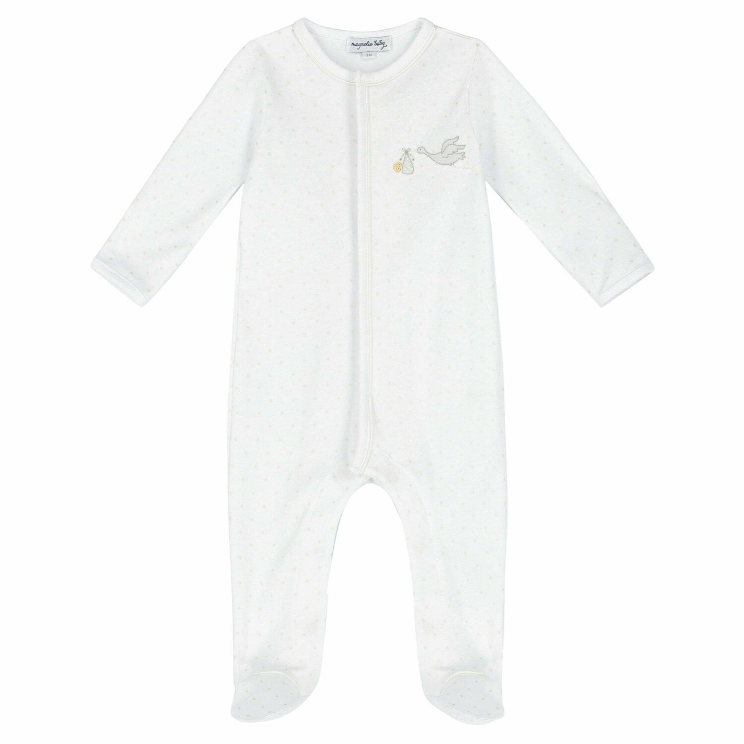 Baby White Polka Dot Babygrow, 3, hi-res