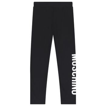 Girls Black Logo Leggings