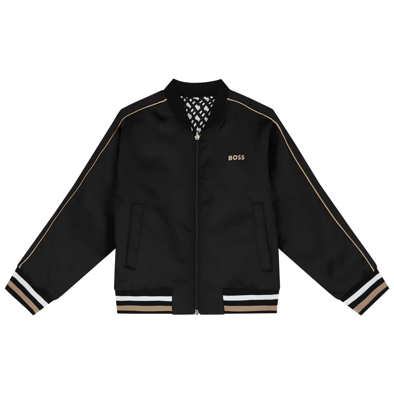 Boys Black & White Reversible Zip Up Top, 1, hi-res image number null