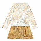 Girls Beige Geo Map Logo Dress, 1, hi-res
