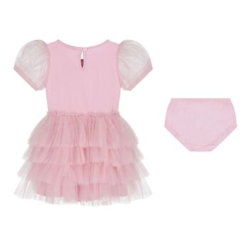 Baby Girls Pink Embellished Crystal Tulle Dress Set