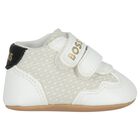 Baby Boys Ivory Logo Pre Walker Shoes, 1, hi-res