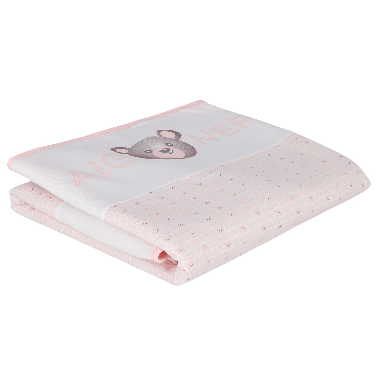 Baby Girls White & Pink Teddy Bear Blanket, 2, hi-res