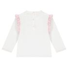 Younger Girls White & Pink Logo Long Sleeve Top, 1, hi-res