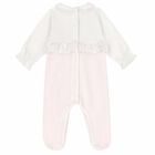 Baby Girls White & Pink Babygrow, 1, hi-res