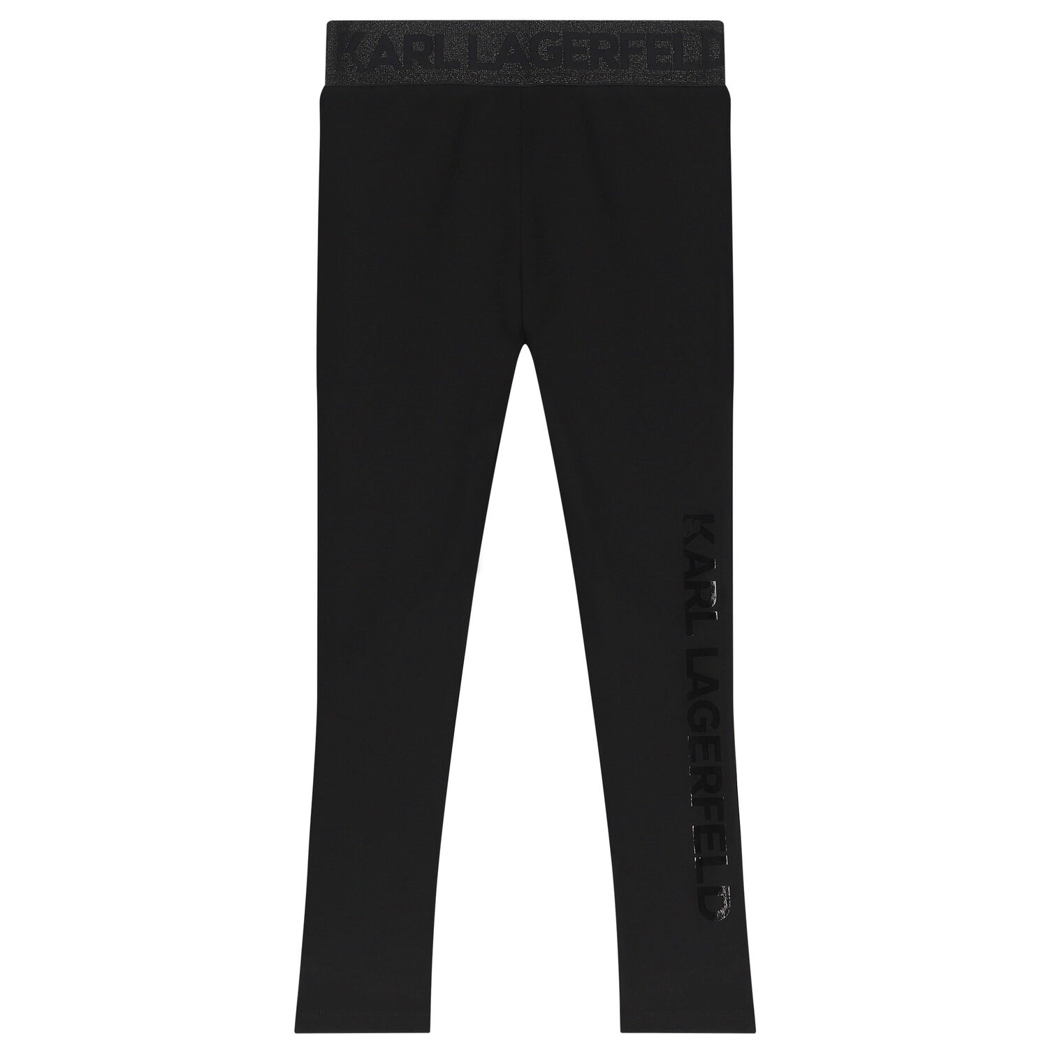 Girls Black Logo Leggings, 1, hi-res