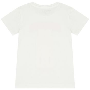 Girls White Teddy Bear Logo T-Shirt
