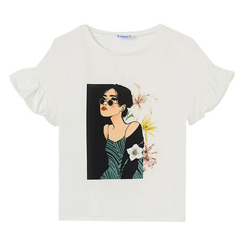 Girls Ivory Graphic T-Shirt
