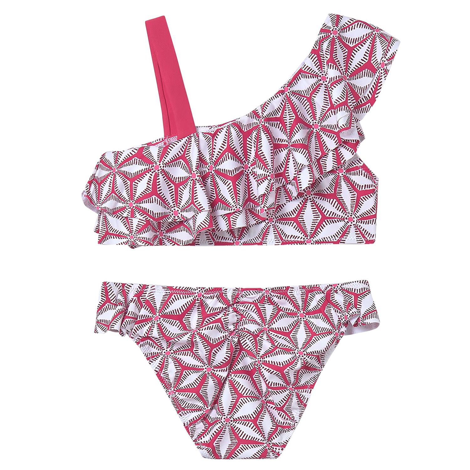Girls Pink Floral Pattern Bikini, 2, hi-res image number null