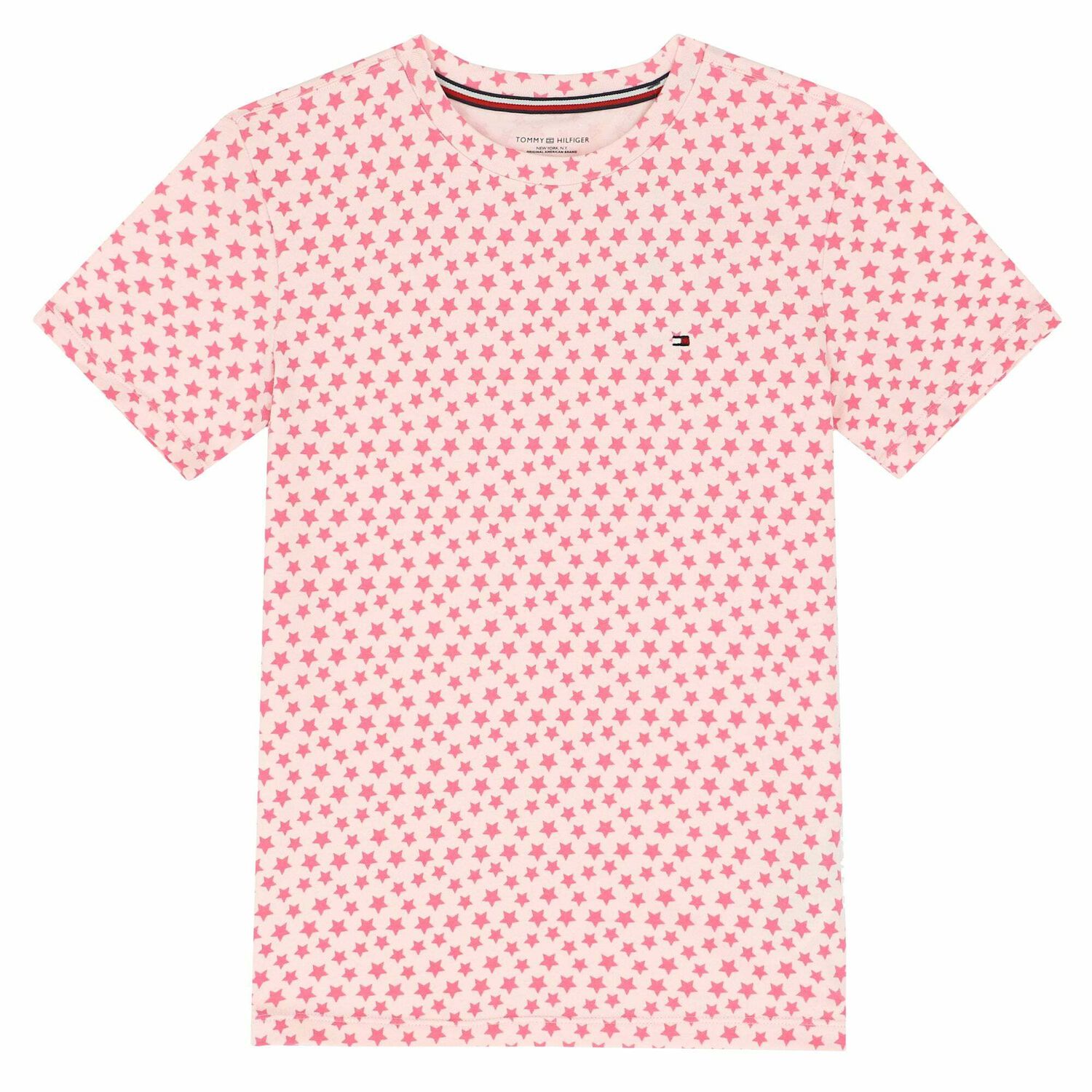 Girls Pink Star Print Pyjama Set, 1, hi-res image number null