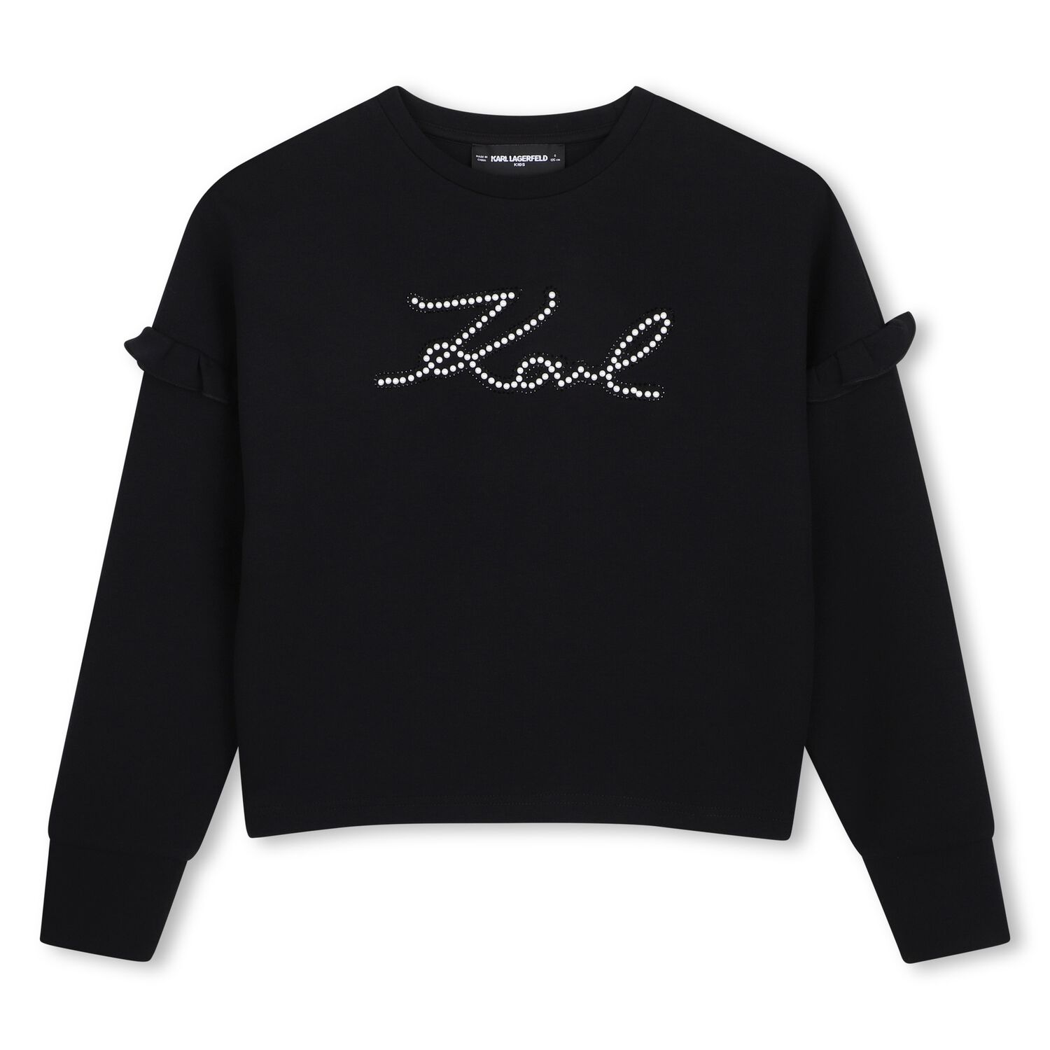 Mini Me Girls Black Logo Pearl Sweatshirt, 1, hi-res