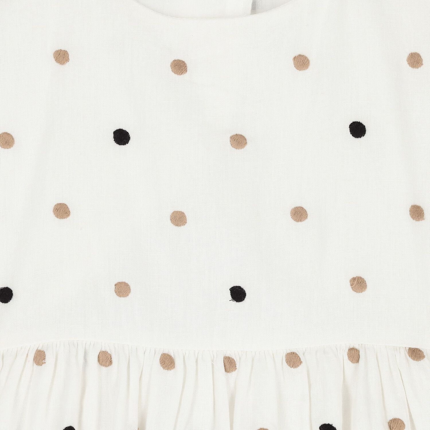 Girls Ivory Embroidered Polka Dot Dress, 1, hi-res