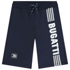 Boys Navy Blue Logo Shorts, 1, hi-res