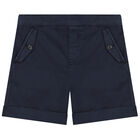 Younger Boys Navy Blue Shorts, 1, hi-res