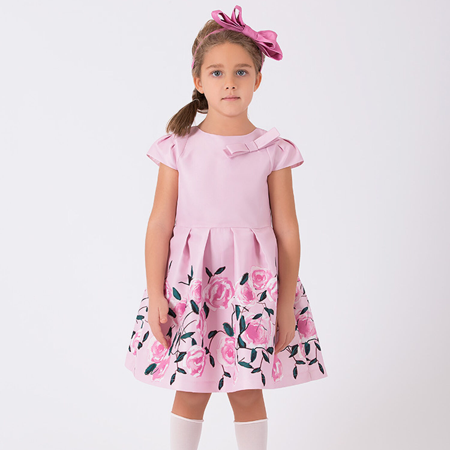 Girls Pink Floral Dress, 1, hi-res
