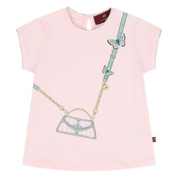 Younger Girls Pink Bag Logo T-Shirt