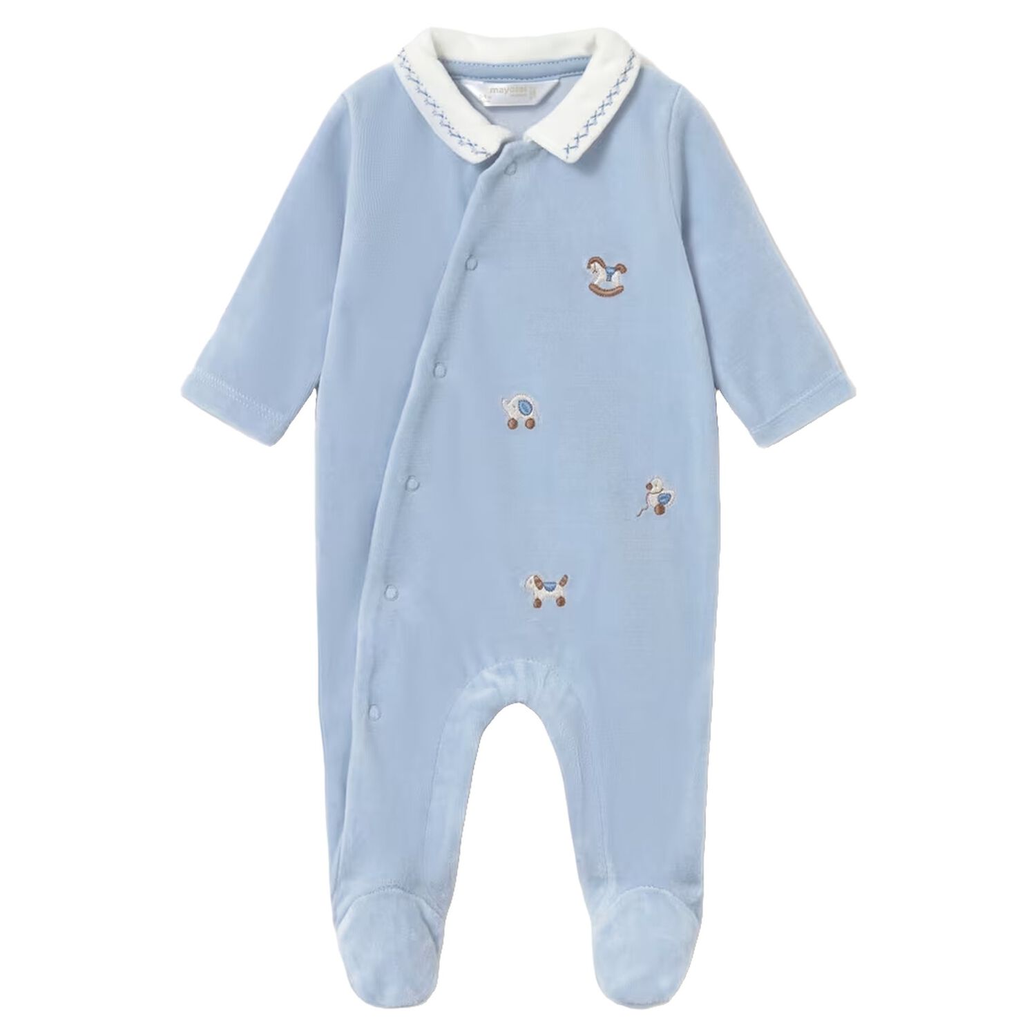 Baby Boys Blue Embroidered Babygrow, 2, hi-res