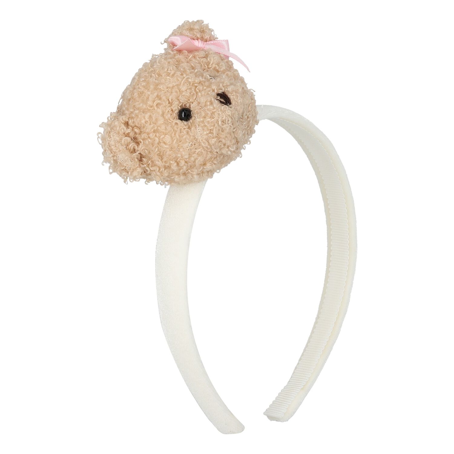 Girls Ivory Teddy Bear Headband, 1, hi-res