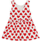 Girls White & Red Hearts Dress, 1, hi-res