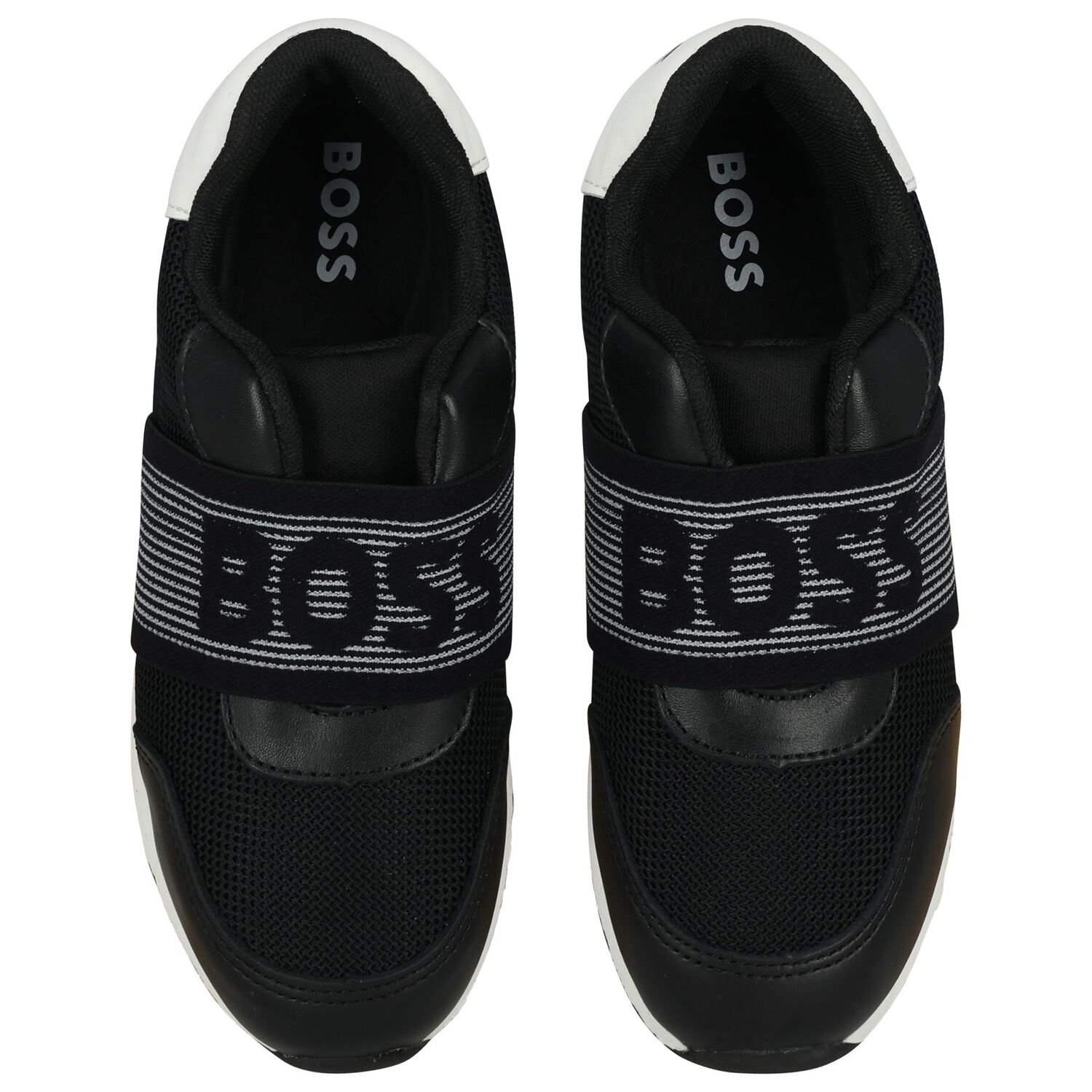 Boys Black Logo Trainers, 1, hi-res