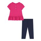 Baby Girls Pink & Navy Blue Polo Bear Leggings Set, 1, hi-res