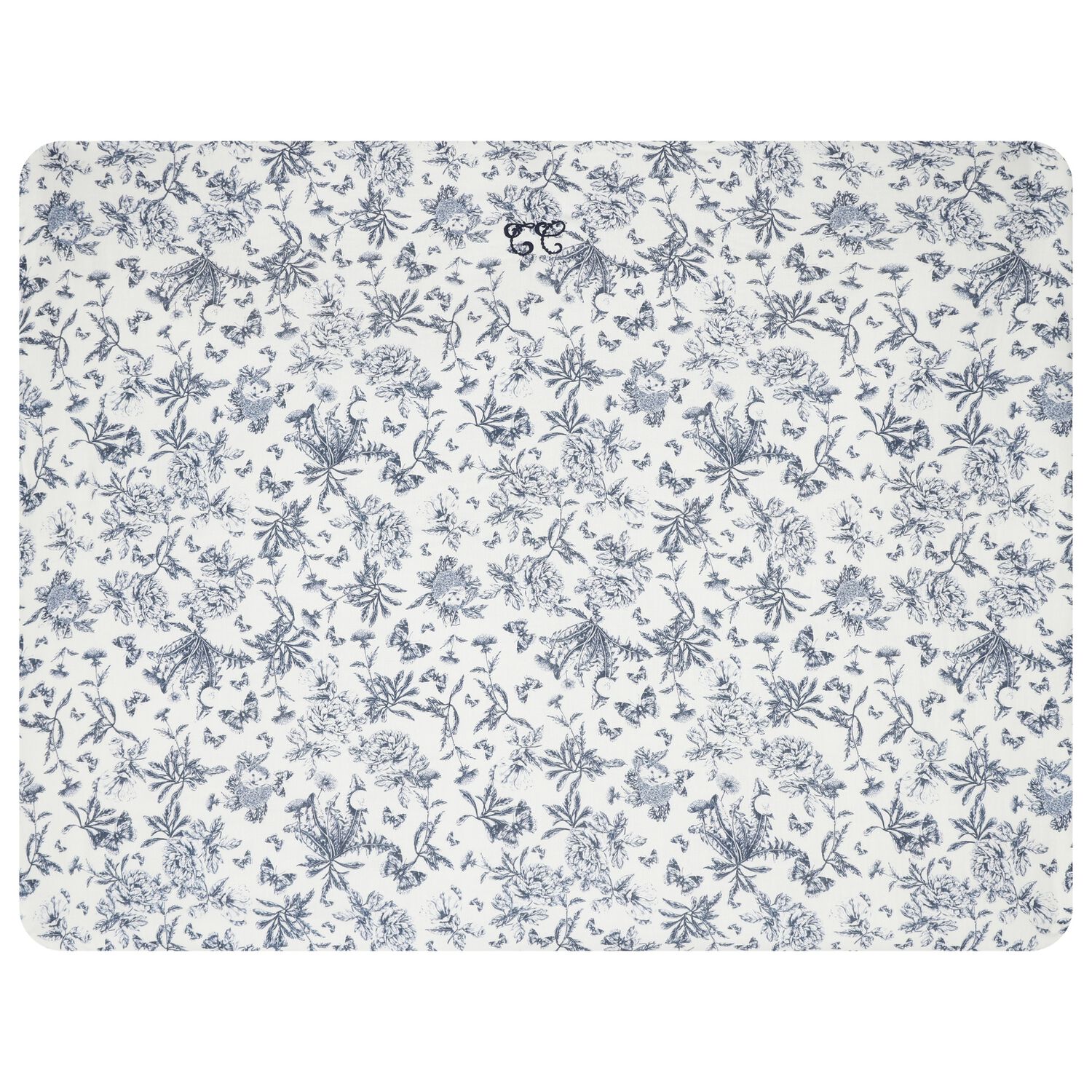 Ivory & Navy Blue Toile De Jouy Baby Blanket, 1, hi-res image number null