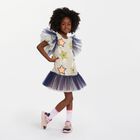 Girls Gold & Navy Blue Stars Tulle Dress, 1, hi-res