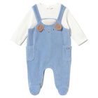 Baby Boys White & Blue Lamb Romper, 1, hi-res