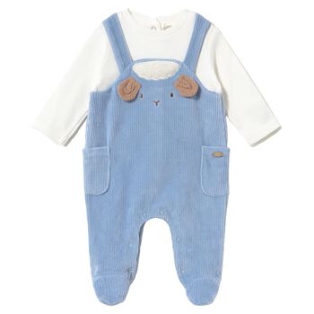 Baby Boys White & Blue Lamb Romper
