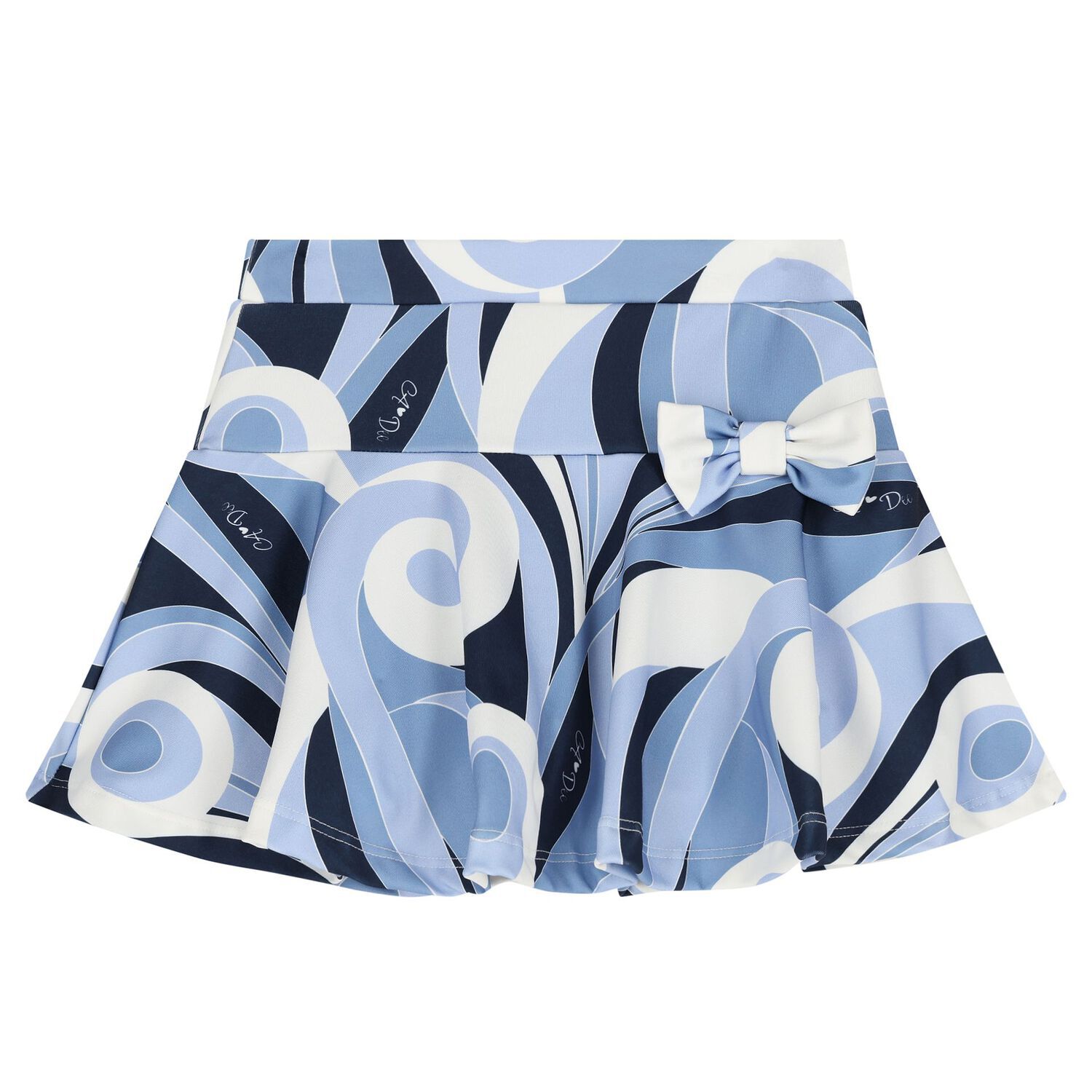 Girls White & Blue Logo Swirl Skirt Set, 1, hi-res
