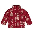 Boys Burgundy Lion & Tiger Puffer Jacket, 1, hi-res