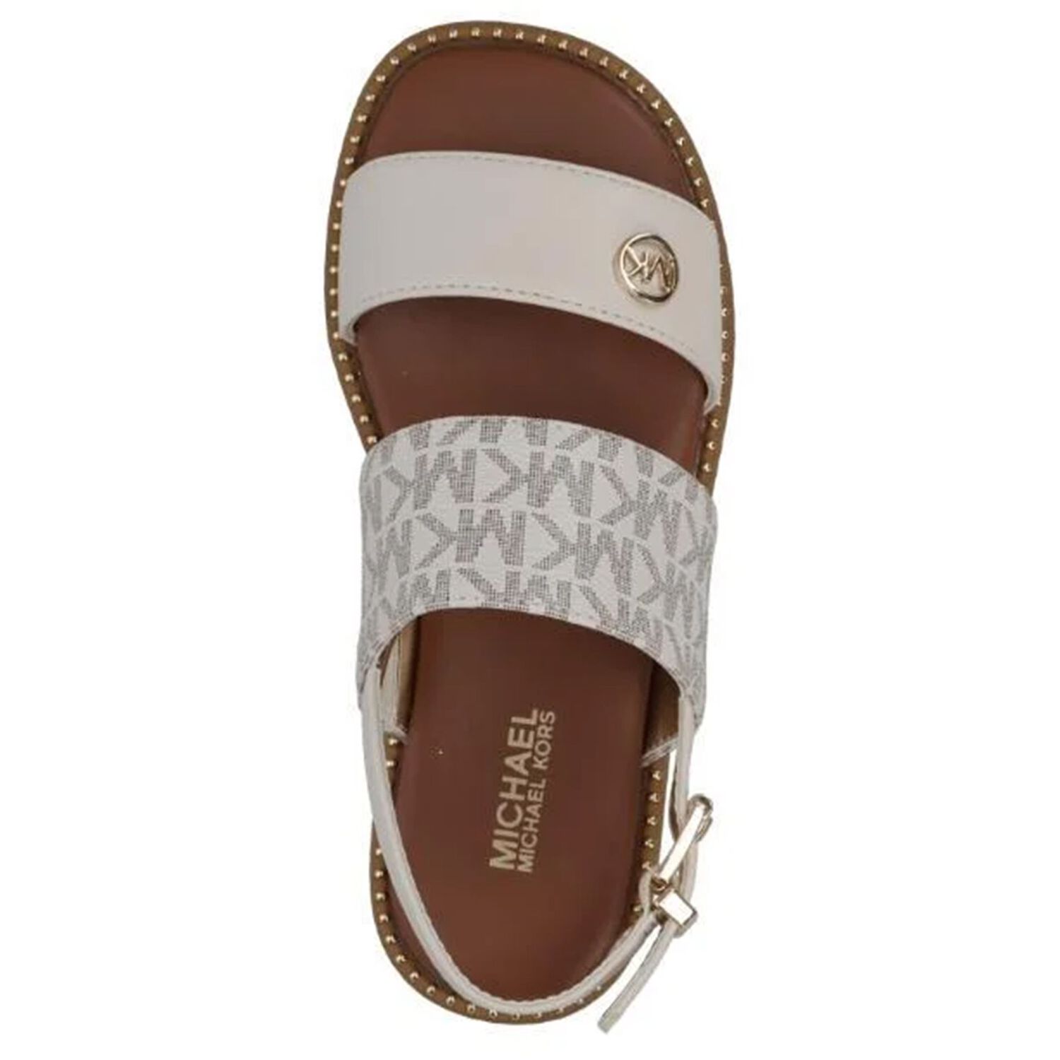 Girls Ivory & Beige Logo Sandals, 1, hi-res