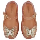 Girls Pink & Gold Butterly Jelly Shoes, 1, hi-res