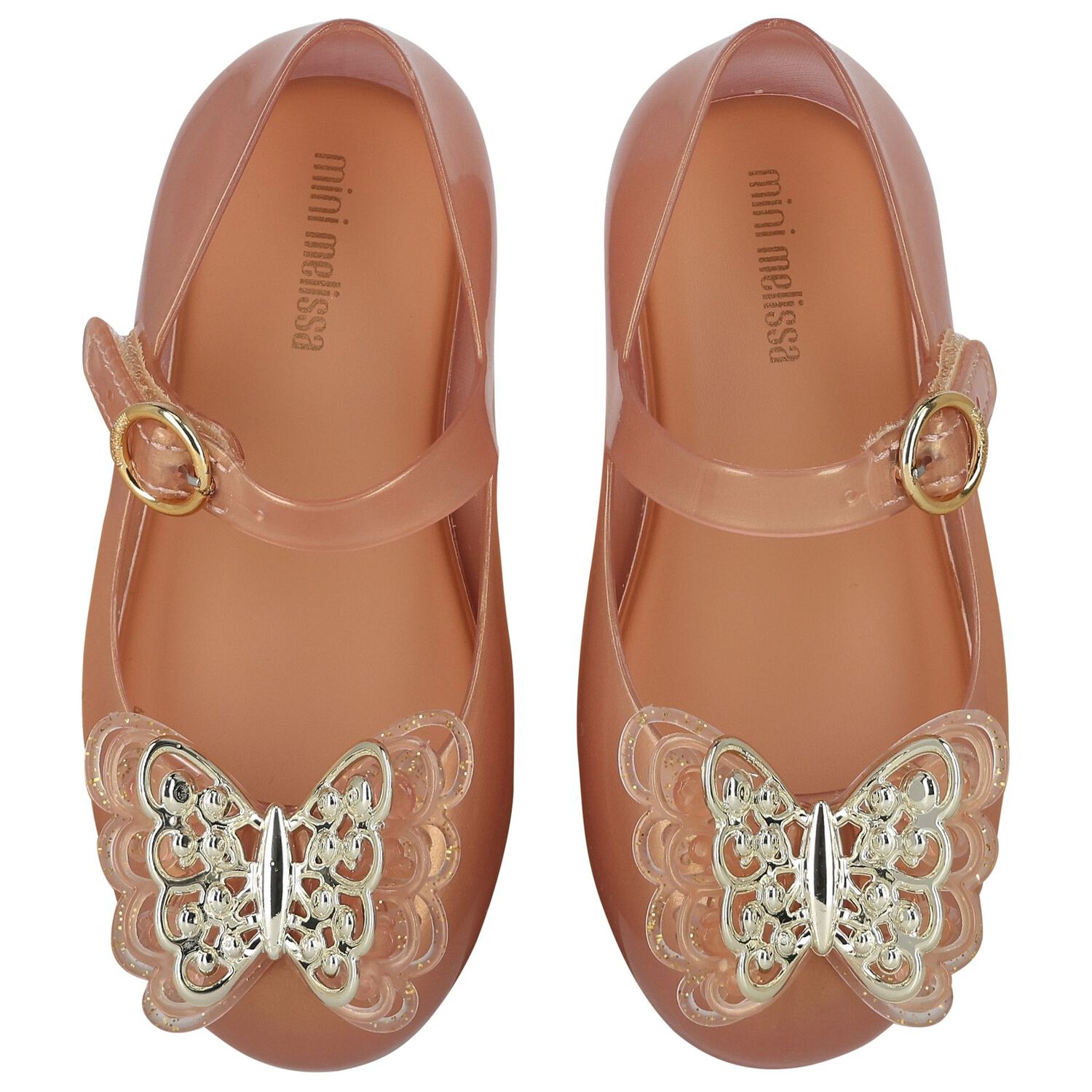 Girls Pink & Gold Butterly Jelly Shoes, 1, hi-res image number null