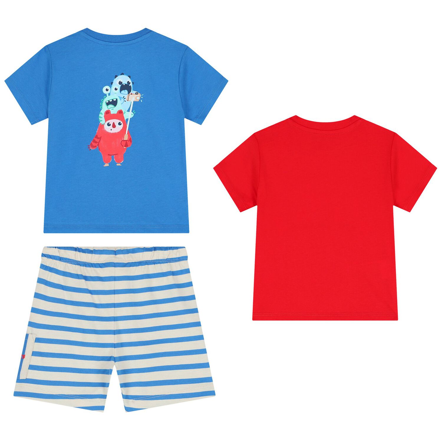Younger Boys Red, Blue & Ivory Shorts Set, 1, hi-res image number null