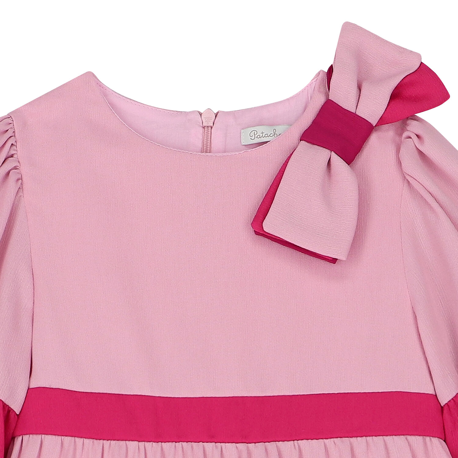Girls Pink Bow Tiered Dress, 1, hi-res image number null