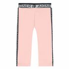 Younger Girls Pink Logo Leggings, 1, hi-res