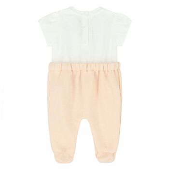 Baby Girls White & Pink Babygrow