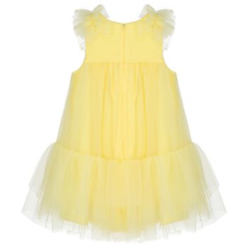 Girls Yellow Ruffled Tulle Dress