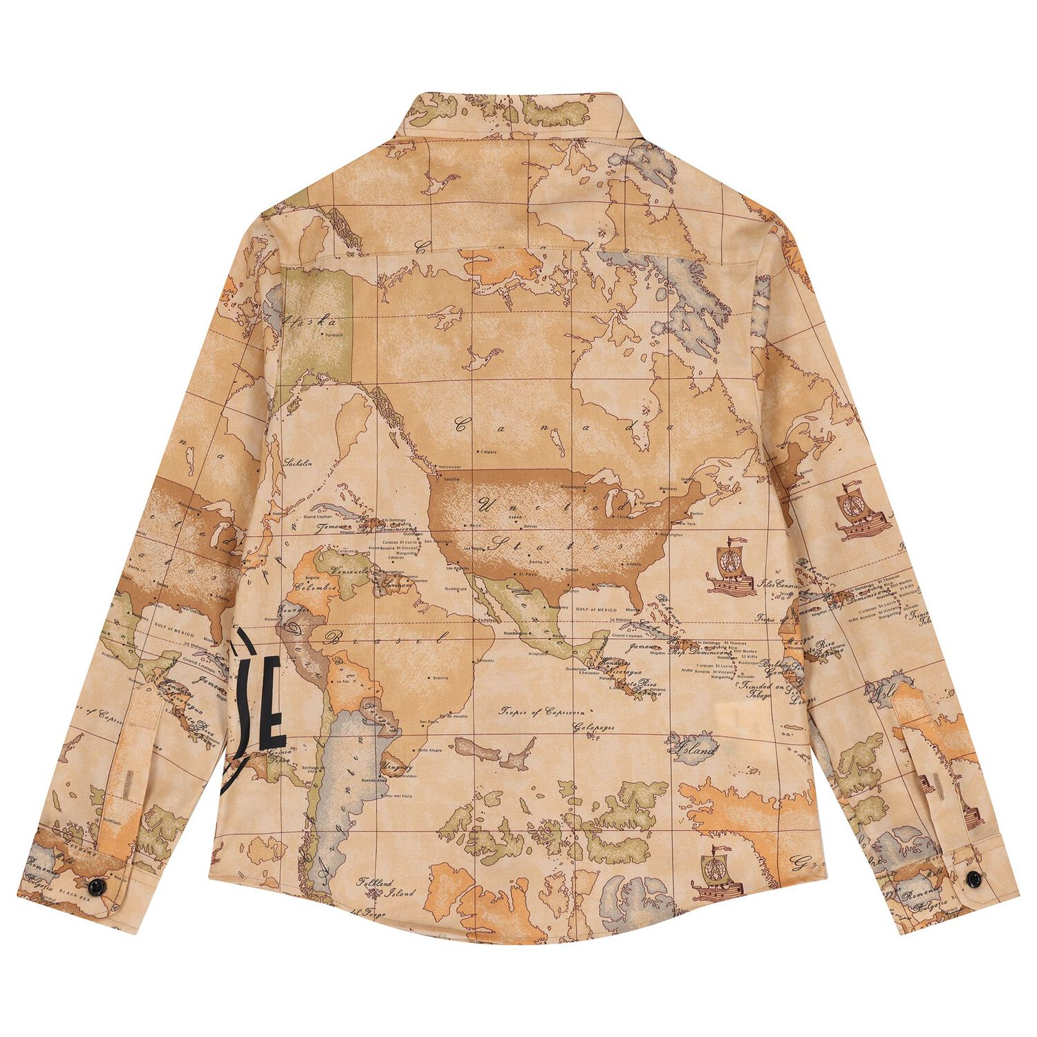Boys Beige Geo Map Shirt, 1, hi-res