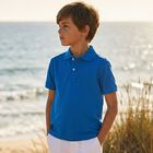Boys Blue Logo Polo Shirt, 3, hi-res