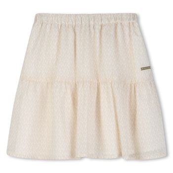 Girls Mini Me Ivory Logo Skirt