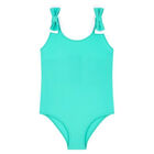 Girls Green & White Bow Swimsuit, 1, hi-res
