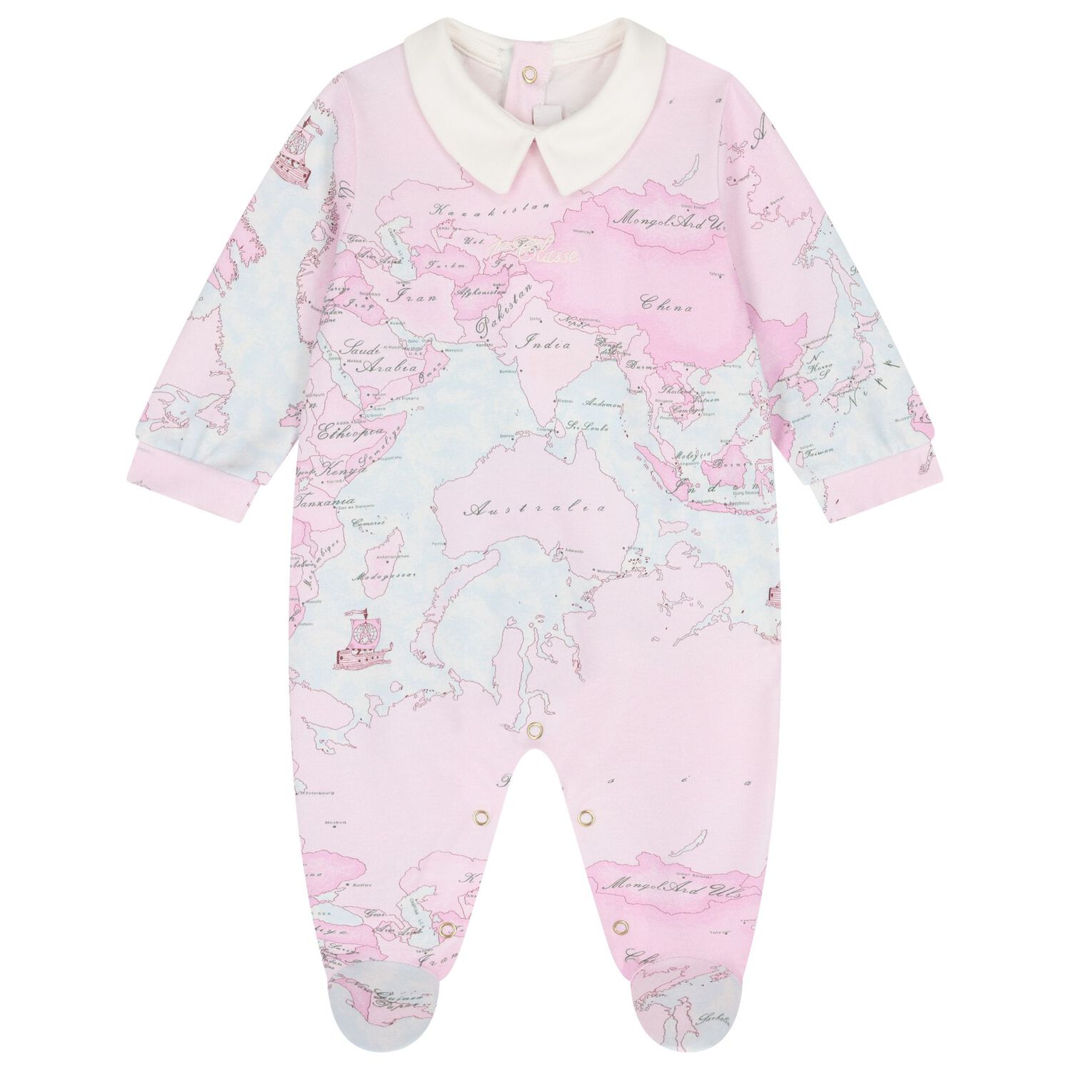 Baby Girls Ivory & Pink Geo Map Babygrow Gift Set, 2, hi-res