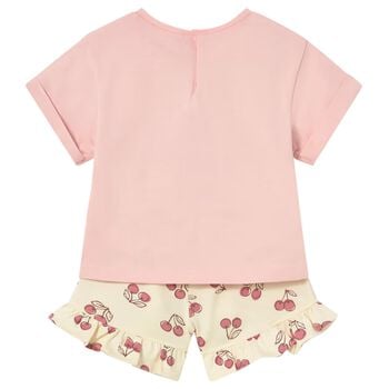 Younger Girls Pink & Yellow Shorts Set