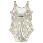 Girls Gold Logo Swimsuit, 1, hi-res