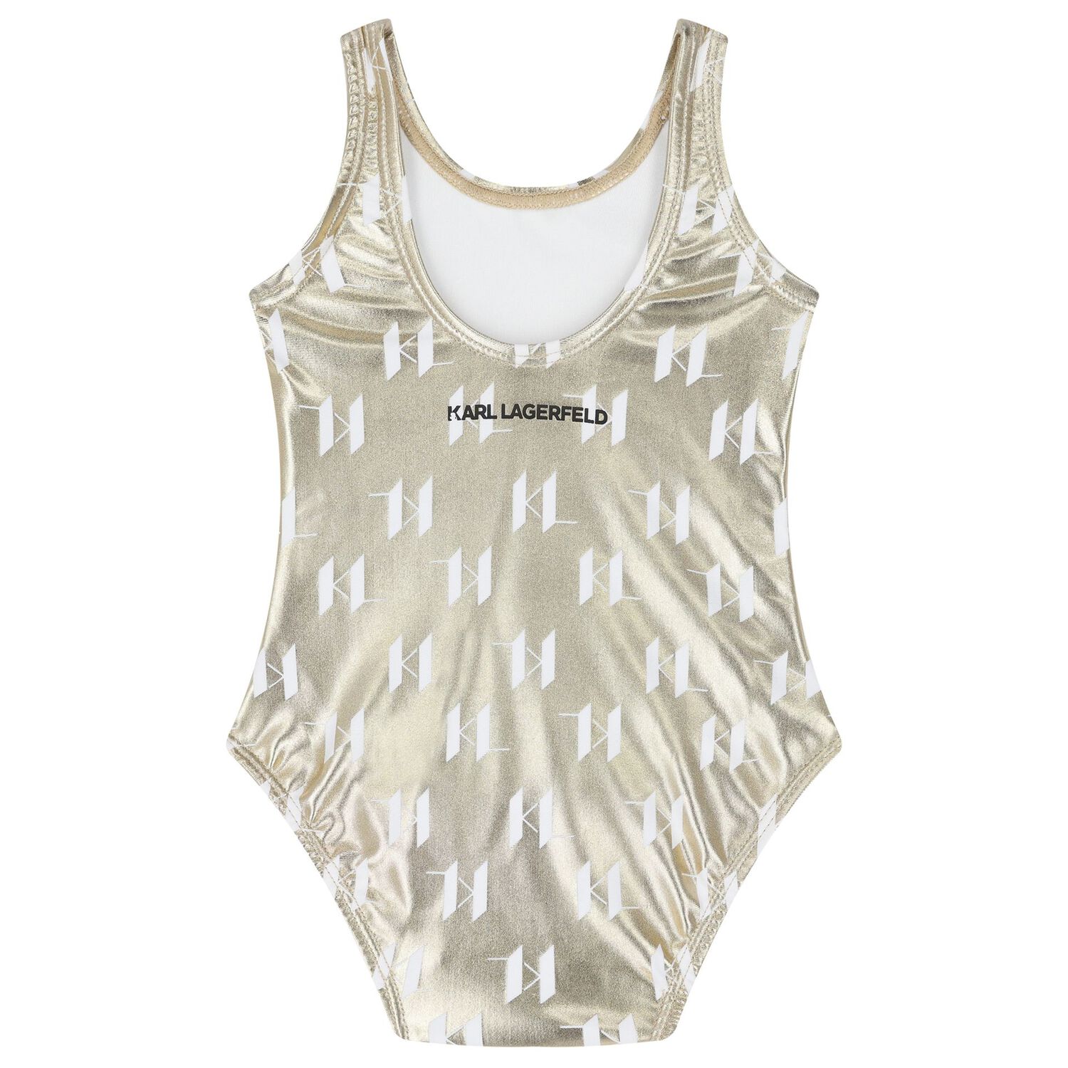 Girls Gold Logo Swimsuit, 1, hi-res