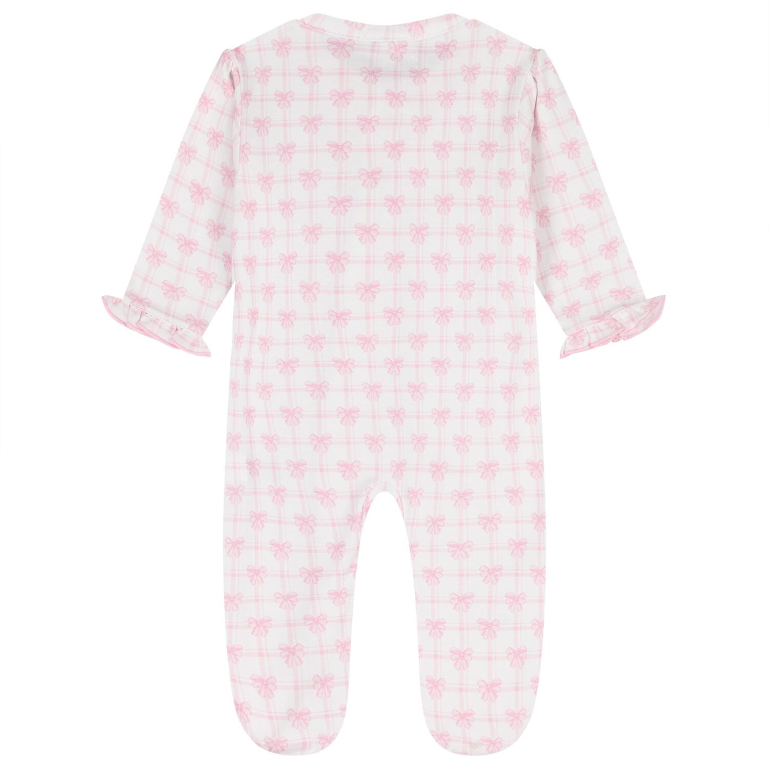 Baby Girls White & Pink Bow Babygrow, 1, hi-res
