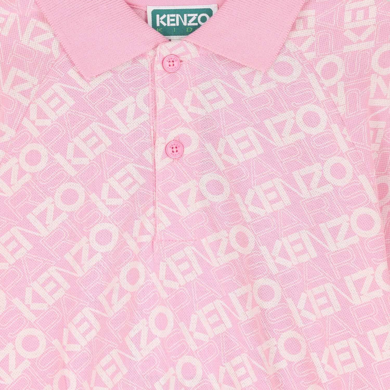 Girls Pink Logo Polo Dress, 1, hi-res